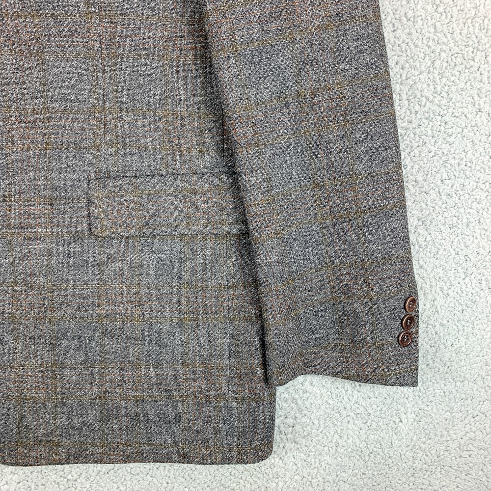 Wall Street Blazer Mens 42 Gray Plaid Tweed Shetland Lambswool Scotland Jacket - Picture 3 of 14